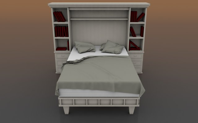 bed and nightstand Modello 3D .c4d .max .obj .3ds .fbx .stl .blend 