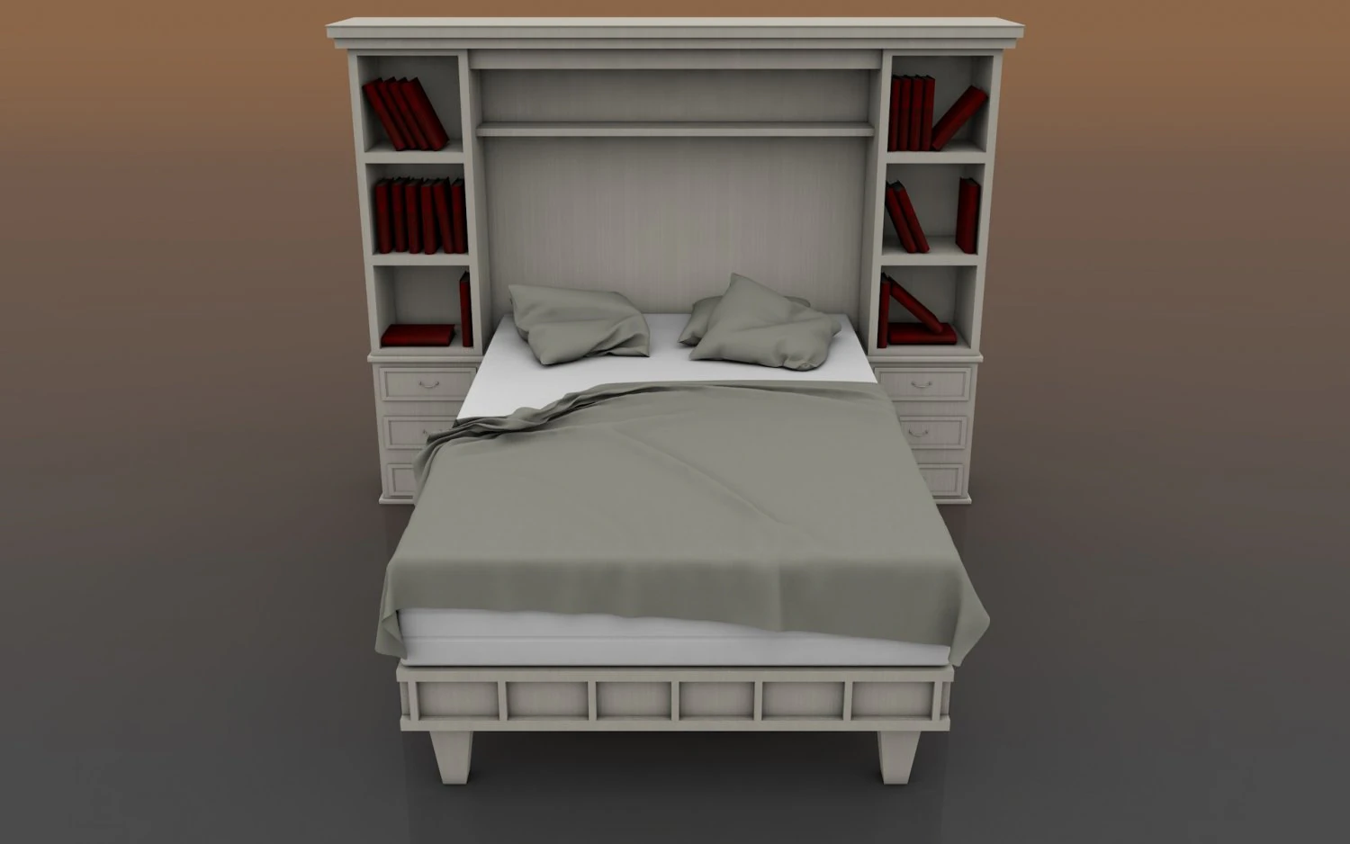 bed and nightstand 3D Model .c4d .max .obj .3ds .fbx .stl .blend 