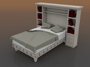 bed and nightstand Modello 3D
