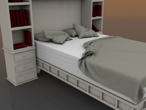 bed and nightstand Modello 3D
