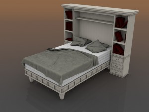 bed and nightstand Modello 3D