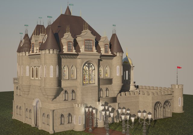 castle 3D Modell .c4d .max .obj .3ds .fbx .stl .blend