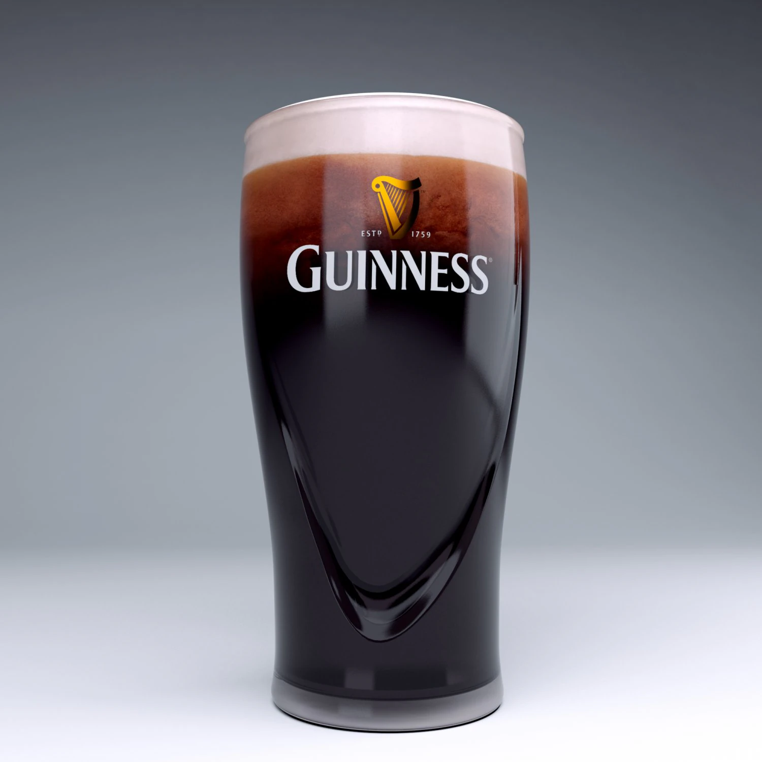 guinness beer glass 3D Model .c4d .max .obj .3ds .fbx .stl .blend 