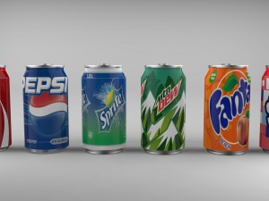 soda cans collection coca cola pepsi sprite etc 3D Модель