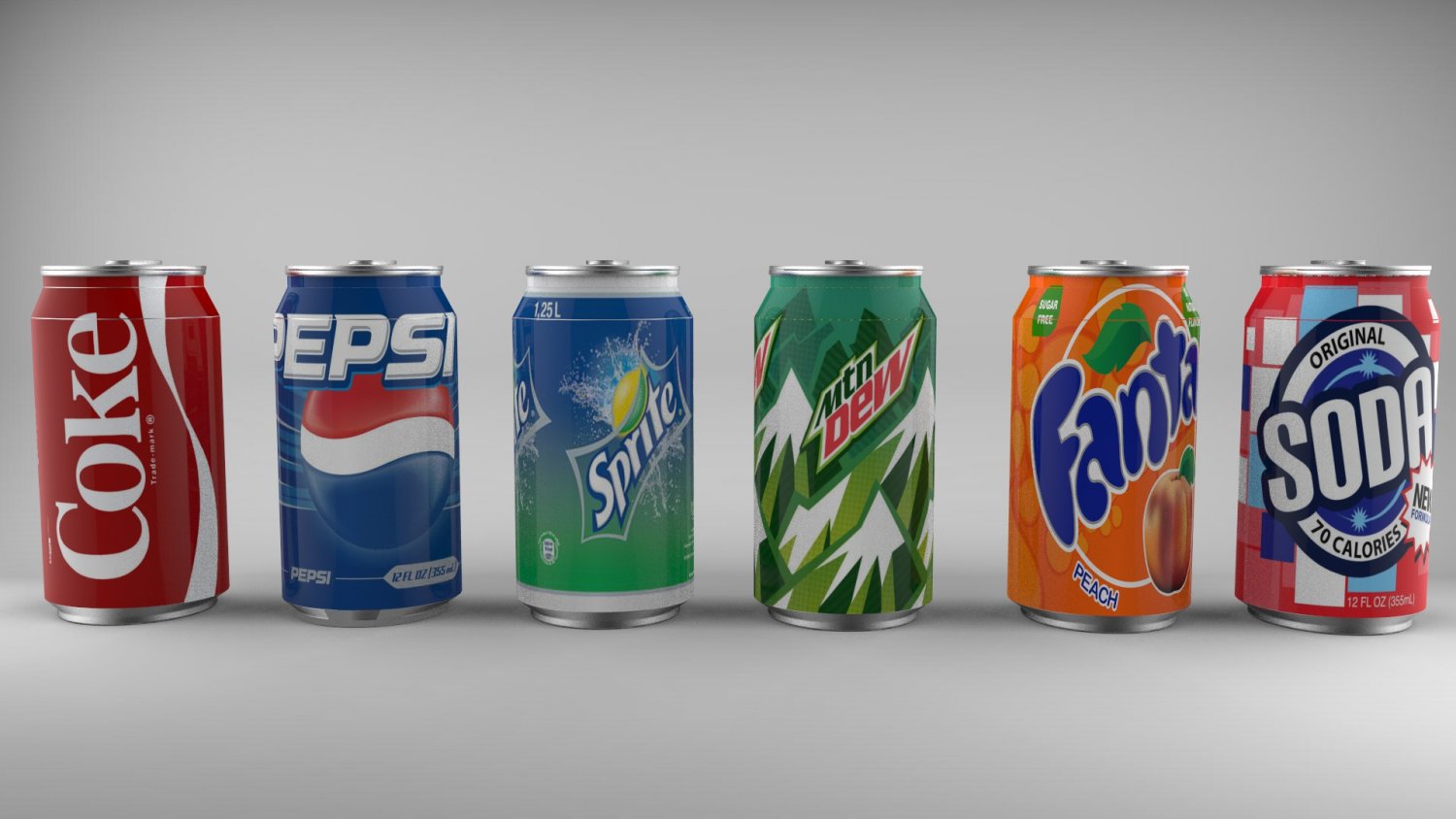 Soda Cans Collection Coca Cola Pepsi Sprite Etc 3d Model In