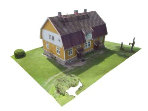 मंसर्ड छत वाला पीला घर - फोटोस्कैन्ड 3D मॉडल