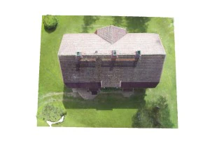 yellow house with mansard roof - photoscanned 3D Model