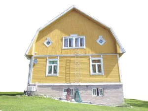 yellow house with mansard roof - photoscanned 3D Model