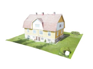 yellow house with mansard roof - photoscanned 3D मॉडल