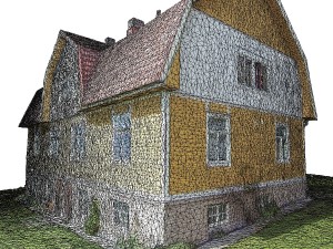 yellow house with mansard roof - photoscanned 3D मॉडल