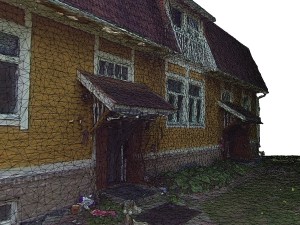 yellow house with mansard roof - photoscanned 3D मॉडल