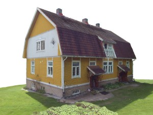 yellow house with mansard roof - photoscanned 3D मॉडल