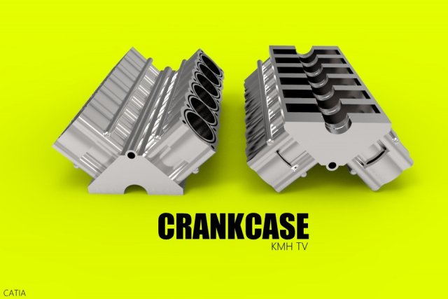 Crankcase car engine Modello 3D .c4d .max .obj .3ds .fbx .stl .blend 