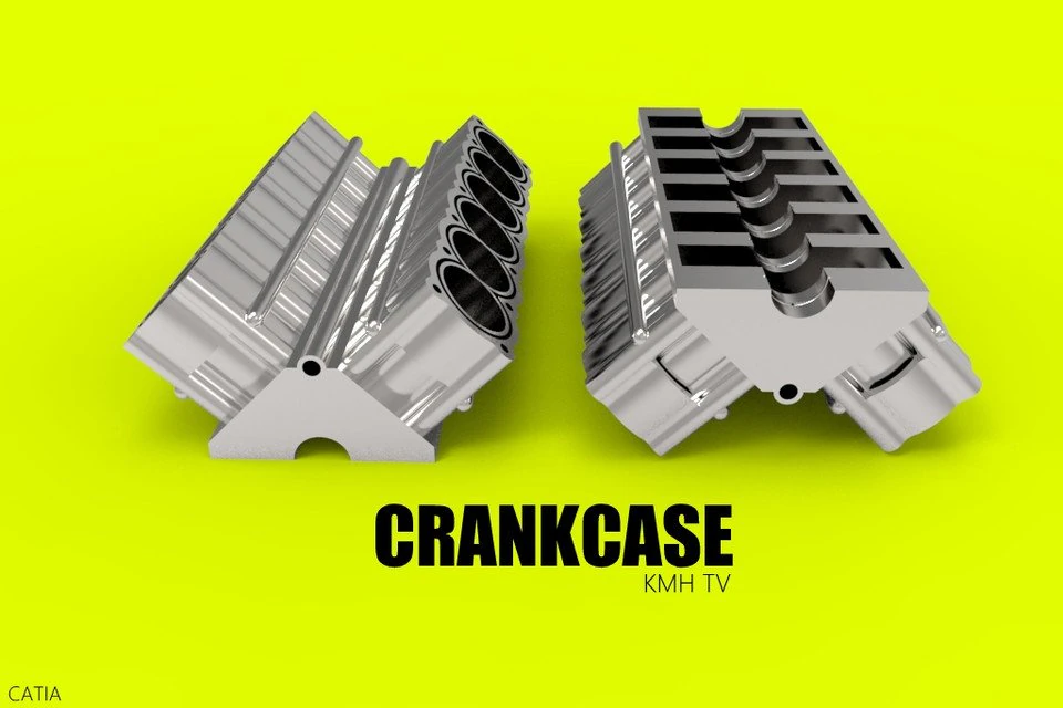 Crankcase car engine 3D Model .c4d .max .obj .3ds .fbx .stl .blend 