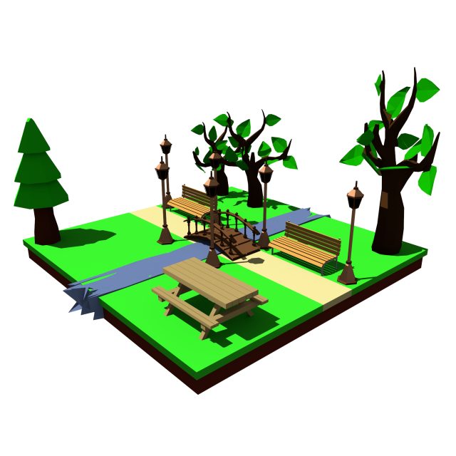 park low poly assets six-pack 3D 모델 .c4d .max .obj .3ds .fbx .stl .blend 