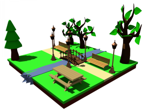 park low poly assets six-pack 3D-Modell