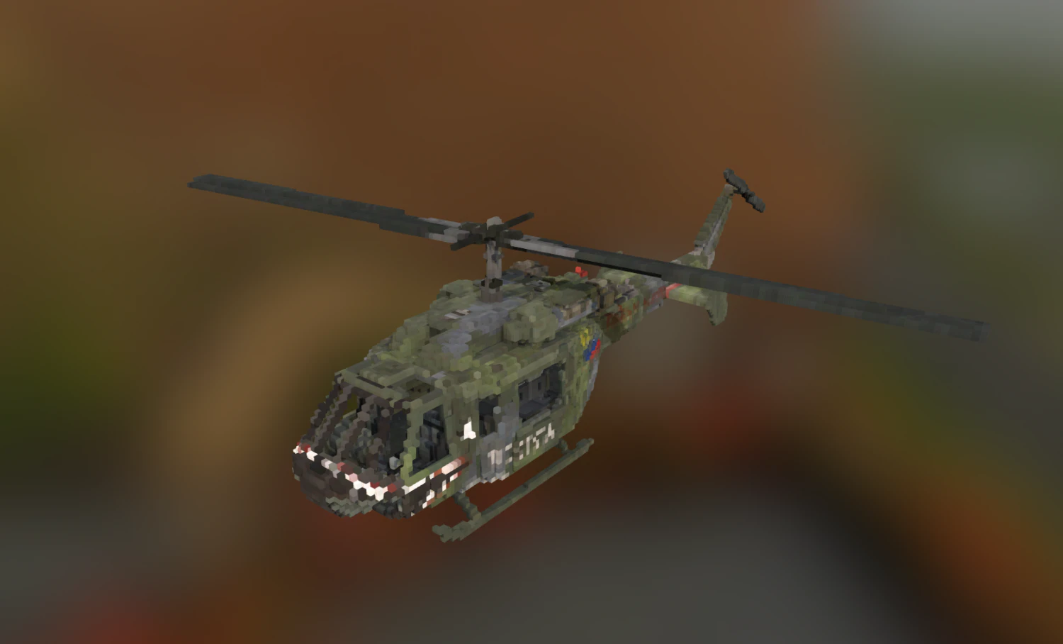 voxel helicopter 3D Model .c4d .max .obj .3ds .fbx .stl .blend 