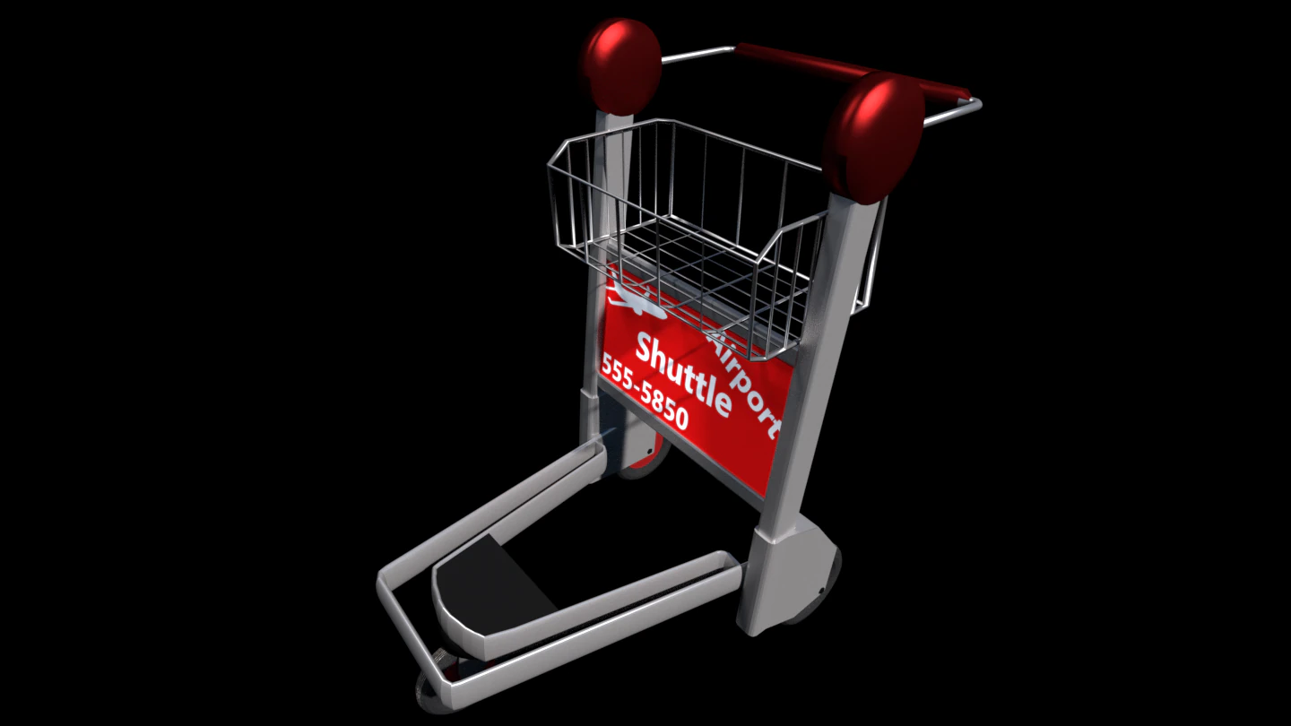 baggage trolley 3D Model .c4d .max .obj .3ds .fbx .stl .blend 