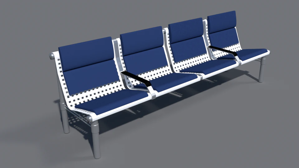 airport waiting bench 3D Model .c4d .max .obj .3ds .fbx .stl .blend