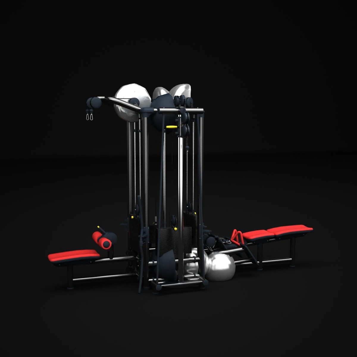 multistation fitness cable gym 3D Model .c4d .max .obj .3ds .fbx .stl .blend 