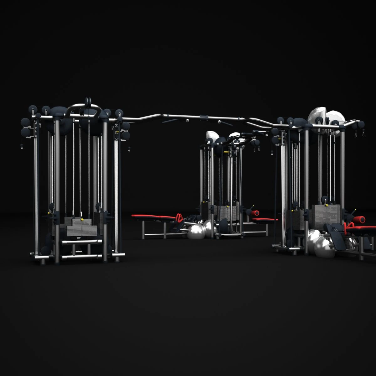 gym multistation cable 4 3D Model .c4d .max .obj .3ds .fbx .stl .blend 
