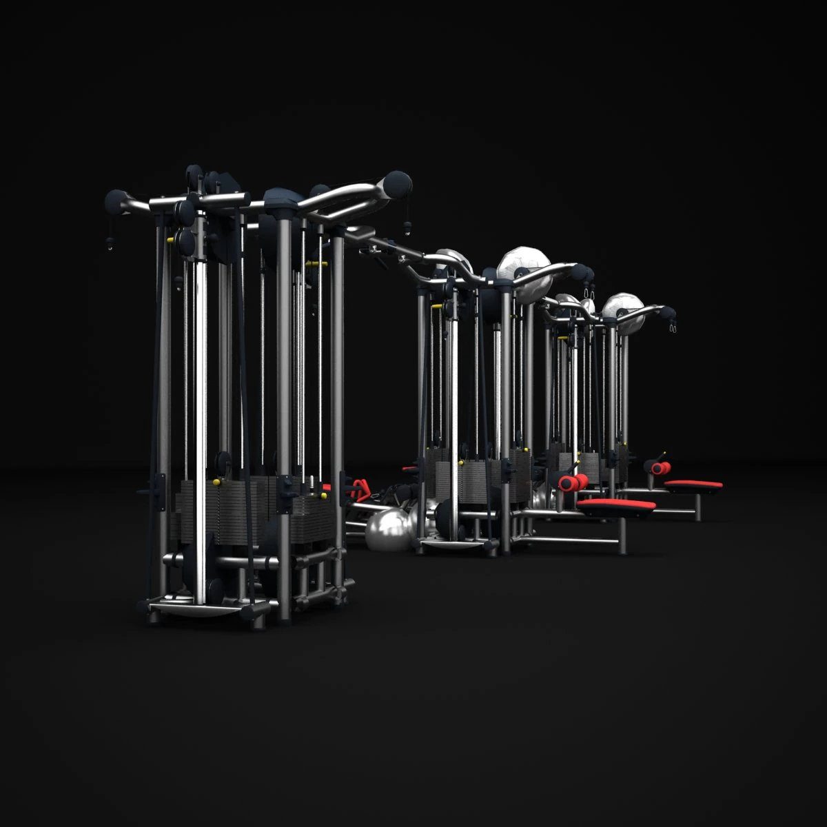 gym multistation cable 5 3D Model .c4d .max .obj .3ds .fbx .stl .blend