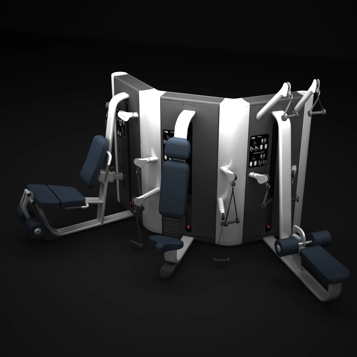 multistation gym wall 3D Model .c4d .max .obj .3ds .fbx .stl .blend