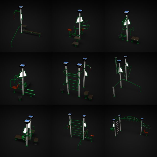 outdoor excercise collection Model 3D .c4d .max .obj .3ds .fbx .stl .blend 