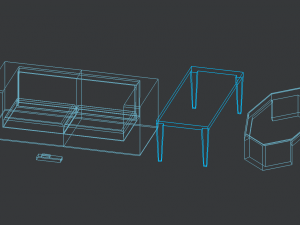 low poly living room furnitures 3D Model