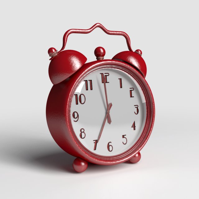 red retro alarm clock 3D Model .c4d .max .obj .3ds .fbx .stl .blend 
