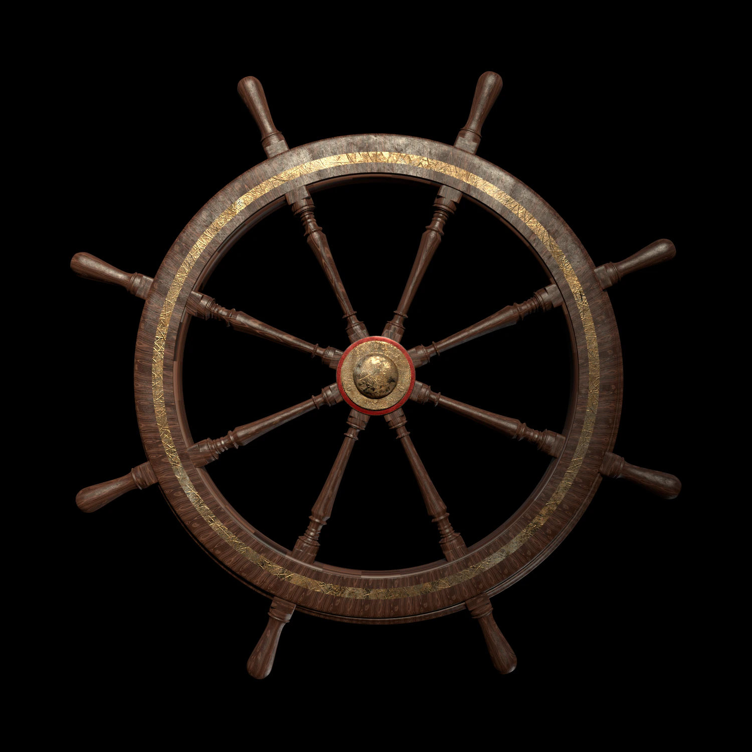 antique ships wheel 3D Model .c4d .max .obj .3ds .fbx .stl .blend 