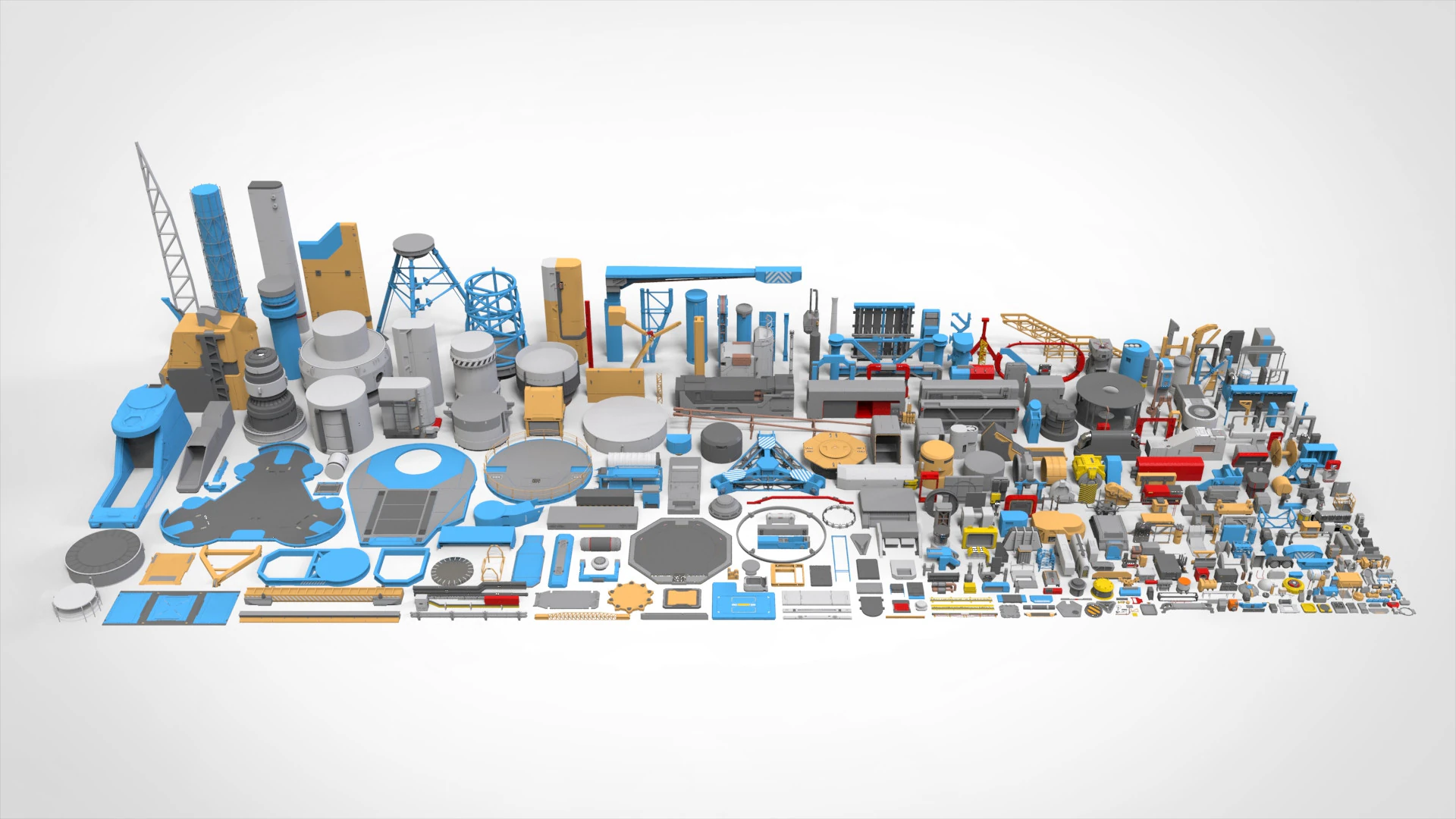Sci-fi architecture elements collection 29 3D Model .c4d .max .obj .3ds .fbx .stl .blend 