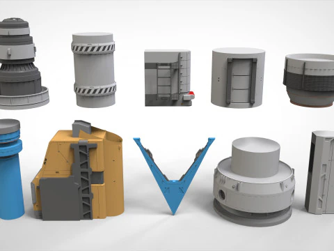 Sci-fi architecture elements collection 29 3D Model