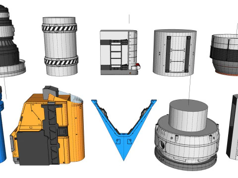 Sci-fi architecture elements collection 29 3D Model