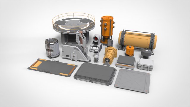 Sci-fi architecture kitbash 34 3D मॉडल .c4d .max .obj .3ds .fbx .stl .blend 