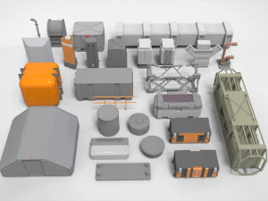 Collezione di elementi architettonici fantascientifici 30 Modello 3D