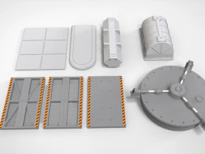 Collezione di elementi architettonici fantascientifici 30 Modello 3D