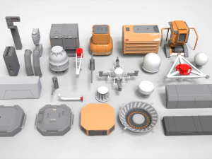 Collezione di elementi architettonici fantascientifici 30 Modello 3D