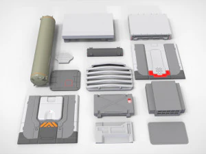 Collezione di elementi architettonici fantascientifici 30 Modello 3D