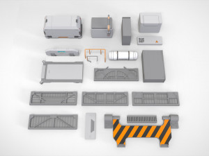 Sci-fi architecture elements collection 30 3D Model