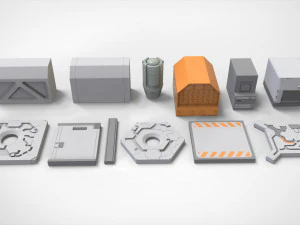 Collezione di elementi architettonici fantascientifici 30 Modello 3D