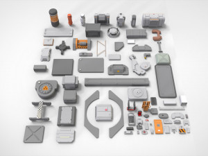 Sci-fi architecture elements collection 30 3D Model
