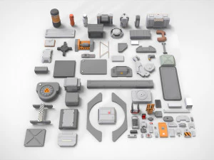 Collezione di elementi architettonici fantascientifici 30 Modello 3D