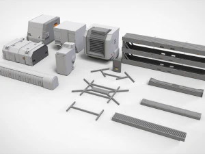 Collezione di elementi architettonici fantascientifici 30 Modello 3D