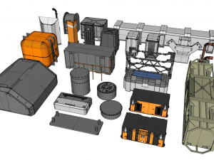 Collezione di elementi architettonici fantascientifici 30 Modello 3D