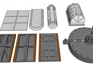 Collezione di elementi architettonici fantascientifici 30 Modello 3D