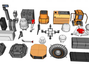 Collezione di elementi architettonici fantascientifici 30 Modello 3D