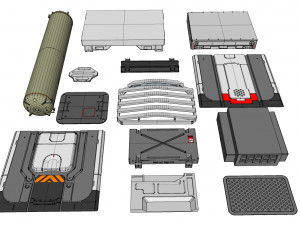 Sci-fi architecture elements collection 30 3D Model