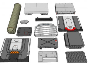 Collezione di elementi architettonici fantascientifici 30 Modello 3D