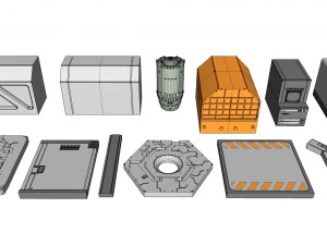 Collezione di elementi architettonici fantascientifici 30 Modello 3D